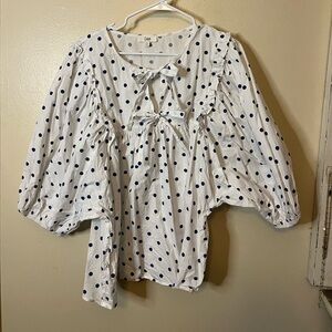 Oddi Blue and White Polka Dot Blouse